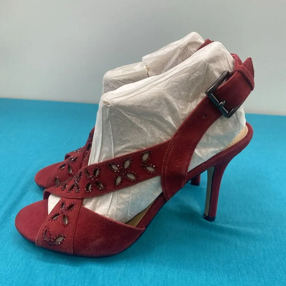 MICHAEL Michael Kors Platform Sandals High Heels Red Size 7 Open Toe Slingback